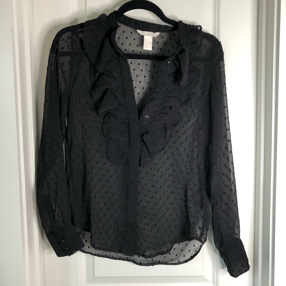 H&M Ruffle Chiffon Sheer Blouse